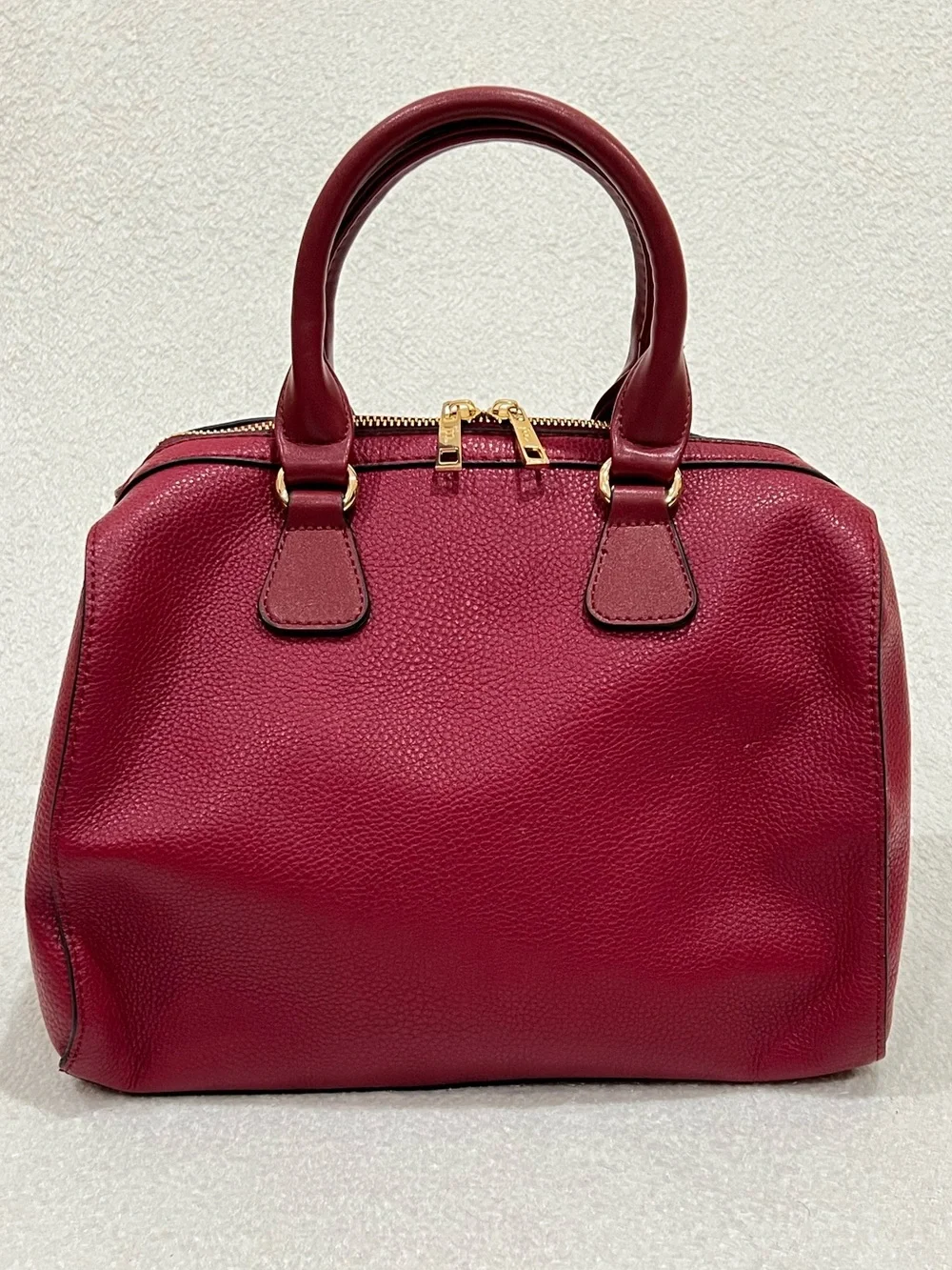 Jessica Moore Berry Red Pebbled Faux Leather Venture Satchel